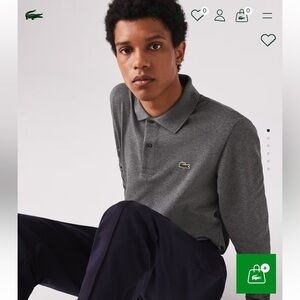 Men’s Lacoste classic fit long sleeve polo in dark gray quiet luxury